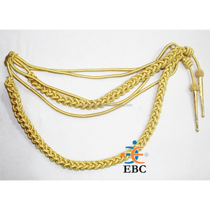 Uniforme de moda Respetuoso con el medio ambiente Personalizable Aiguillettes dorados Cordón de lingotes de alambre trenzado con puntas de metal de latón en etiquetas doradas/Plateadas - Product Image 6