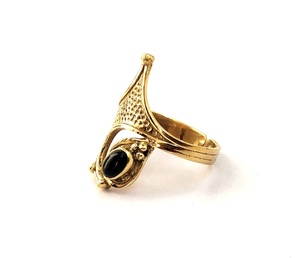 Handmade Gold <b>Brass</b> & Black Onyx Stone Gemstone <b>Rings</b> for Women Bezel Setting Technology Direct From Indian Suppliers in India - Product Image 3
