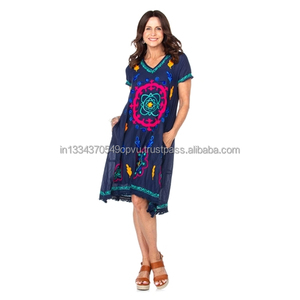 Instahot — robe de plage Vibrant en coton au toucher doux, tunique de plage, Style Unique, confortable, bouffante, de couleur, tendance d'été - Product Image 1