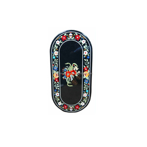 Mesa con incrustaciones de mármol negro, forma ovalada, fabricante y proveedor de la mejor calidad - Product Image 1
