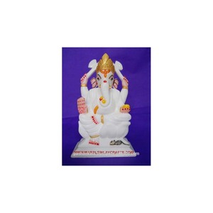 รูปปั้นพระพิฆเนศหินอ่อนสีขาว - Product Image 1