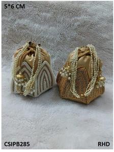 Handled Assorted Lotus <b>Potli</b> <b>Bags</b> Indian <b>Potli</b> <b>Bag</b> Flower Shaped Drawstring Purse - Product Image 6