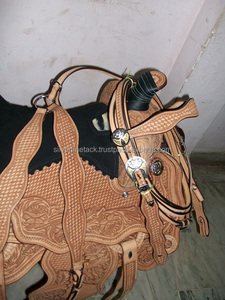 Silla de montar western de cuero con estructura de madera/plástico - Tamaños y colores personalizables - Product Image 5