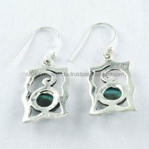 Cool Designer 925 Sterling <b>Silver</b> <b>Drop</b> <b>Earrings</b> with Turquoise Stone Classic Style for Weddings or Parties Made in India - Product Image 4