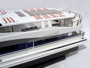 Twin Hull Cruiser Wooden Model <b>Boat</b> Handcrafted Novelty <b>Gift</b> - Product Image 2