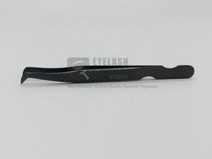 Pinzas de extensión de pestañas con agarre de diamante de acero inoxidable sostenible japonés de alta calidad, pestañas probadas a mano con plasma negro - Product Image 6