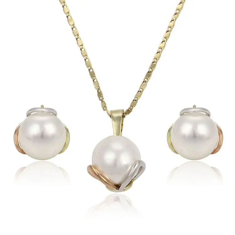 Ensemble de bijoux costume pour femmes, perles de mariage, vente en gros, cadeaux, 63569