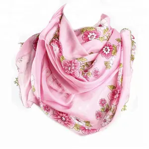 Anatolian Traditional Flower Design Scarf Hijab with Lace and Different Colors Pattern Choose for Women Accessories %100 Cotton