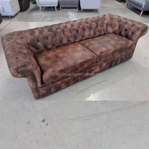 เชสเตอร์ฟิลด์โซฟาออกแบบโซฟาหนังแท้ Leather_3_Seater - Product Image 1