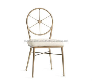 Chaise royale grands meubles pour mariage utilise des chaises de banquet cadre en métal chaise de salle à manger en or avec coussin assis - Product Image 1