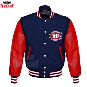 OEM ที่กำหนดเองพิมพ์ Capital Navy Red แบบอักษร Varsity แจ็คเก็ตลายถัก Cuffs ขายส่งราคาสำหรับทีมกีฬาคลับ - Product Image 5