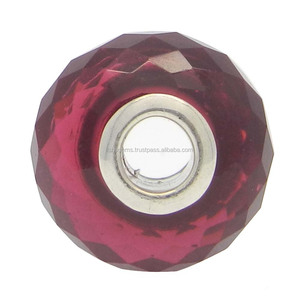 13.95กะรัตลูกปัดหลุมใหญ่สีชมพูพลอยทัวร์มาลีน14X8X3.5มม. กลมเหลี่ยมเพชรพลอยแกนเงินทำลูกปัดหลุมใหญ่สำหรับสร้อยข้อมือ - Product Image 2