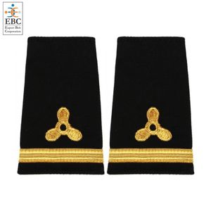 Épaulette OEM sans lacet hélice en tissu noir 2 barres tresse or française épaulettes souples de haute qualité pour équipage de yacht - Product Image 2