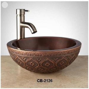 Antique en relief Cuivre Salle De Bain Lavabo - Product Image 1