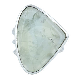 อัญมณี prehnite ธรรมชาติ925ล้านล้านตัดแหวนเงินสเตอร์ลิงเครื่องประดับอินเทรนด์เงินชุบแหวนแฟชั่นสำหรับทุกเพศ - Product Image 2