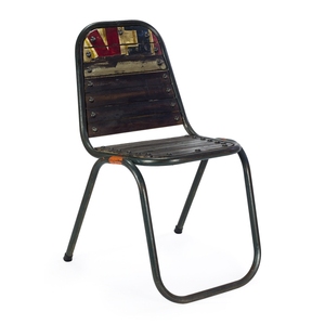 Silla Industrial de hierro y cuero - Product Image 2