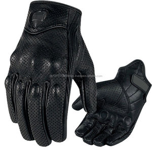 Guantes tácticos de cuero para hombre, negros, con logotipo personalizado, para motocicleta - Product Image 6