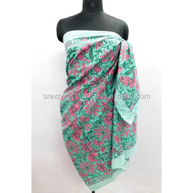 Phụ Nữ Thủ Công Ấn Độ Mặc Khối In Sarong Bikini Cover Up Pareo