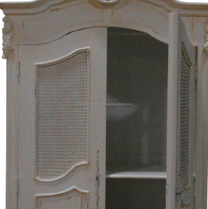 Muebles de Dormitorio - Armario de Madera Tallada con Diseño de Mimbre, Color Blanco - Product Image 5