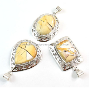 Pierre naturelle antique argent bréchique mookaite pendentif argent sterling 925 pour les femmes au meilleur prix personnaliser service accepter - Product Image 1