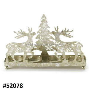 Portavelas de renos de diseño de lujo, portavelas brillante de familia de ciervos de aluminio de alta calidad para portavelas de regalo de Navidad - Product Image 5