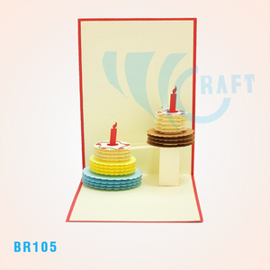 Tarta de cumpleaños papel hecho a mano 3D pop up tarjeta de felicitación al por mayor impresión personalizada niños divertidos Feliz cumpleaños 3D Pop Up saludo - Product Image 1