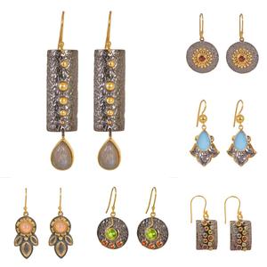 Últimos pendientes de gota de Plata de Ley 925 con piedras preciosas de Calcedonia azul Chapado en oro de 18 quilates Estilo lindo Bodas Fiestas Grandes regalos - Product Image 2