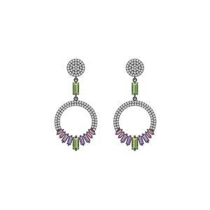 Multi-Gemstones Earrings 925 <b>Silver</b> Baguette Dangle Earrings Handmade Jewelry <b>Top</b> Quality Womens Gift - Product Image 1
