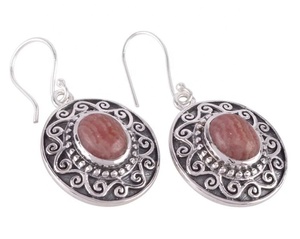 Pendientes colgantes finos de Plata de Ley 925 sólida, piedras preciosas de Rodocrosita, joyería de aniversario religioso, precio barato, suministro al por mayor - Product Image 3