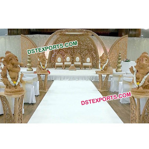 ชุด Mandap งานไม้แกะสลักมือสำหรับงานแต่งงาน,ชุด Mandap งานไม้แกะสลักสไตล์ฮินดูสำหรับงานแต่งงานงานไม้พระพิฆเนศ - Product Image 1