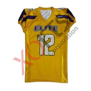 Camiseta amarilla personalizable de fútbol americano para jóvenes adultos transpirable de talla grande uniforme deportivo sublimación impresa Tops desgaste - Product Image 1