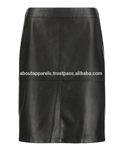 Última moda de las mujeres de cuero transpirable Midi Falda bordada Oficina señora estilo encaje decoración de las mujeres de cuero falda trajes - Product Image 2