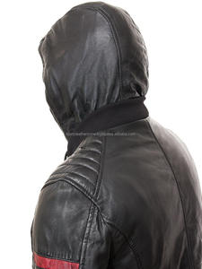 Veste en cuir véritable unisexe pour homme, noire, décontractée, pour l'extérieur, avec capuche, veste bomber, hiver, fourrure de mouton, design respirant - Product Image 4
