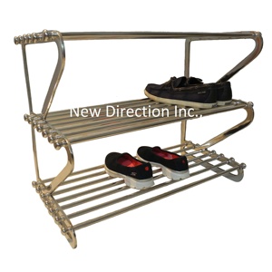 Zapatero decorativo de aluminio y madera de alta calidad de diseño moderno para el hogar, dormitorio, decoración al aire libre, estante de almacenamiento de zapatos - Product Image 6