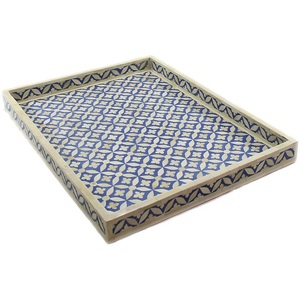 Bandeja para servir con incrustaciones de hueso indio hecha a mano con diseño geométrico ecológico Bandejas únicas para servir product_genre - Product Image 2