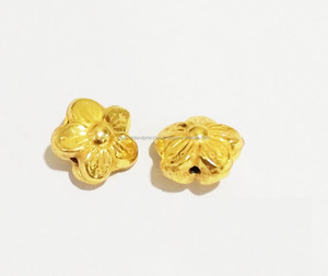 Cuentas en forma de flor chapadas en oro, hallazgos de joyería Vermeil, componentes Premium para accesorios de lujo - Product Image 2