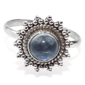 Winsome-piedra lunar de arcoíris de forma redonda, anillos de plata de ley 925 hechos a mano, Plata de piedras preciosas - Product Image 2