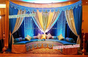 Décoration et mobilier de scène pour mariage musulman, scène dorée de mariage musulman, grande scène de mariage magnifique, installation de scène de mariage - Product Image 6