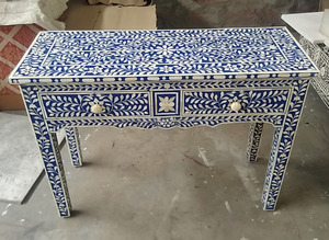 Mesa Consola Moderna de Lujo con Incrustaciones de Hueso y Madera Maciza, Diseño Tradicional para Sala de Estar, Comedor, Baño, Cocina, Muebles para el Hogar - Product Image 2