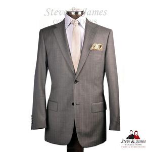Steve & James Luxury Men's Wedding Groom Suit 100% <b>Wool</b> Worsted Fabric V-Neck Single-Breasted Jacket Zipper Fly <b>Pants</b> Adult Size - Product Image 4