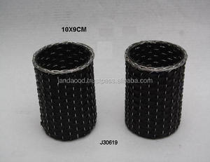 Votivo de hierro tejido de cuero de imitación negro de alta calidad puede estar en cualquier color soporte de luz de té decoración de boda - Product Image 3