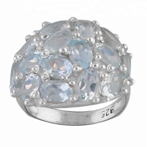 Bague en argent Sterling, topaze bleue, bijoux pour femmes, vente en gros, - Product Image 1