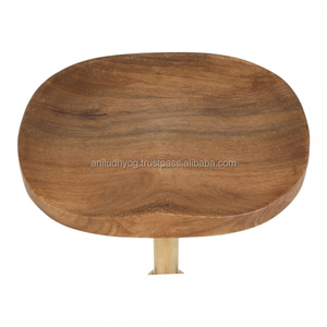 Tabouret de bar en fonte noire, siège de tracteur en bois massif, finition dorée - Product Image 4