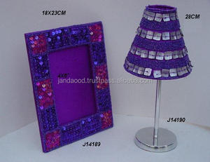 Vente chaude Bleu Cadre Photo Et Bougeoir Ensemble en Perle Décor À La Maison Décorations De Table Bougeoir Table De Chevet Ware Cadre - Product Image 2