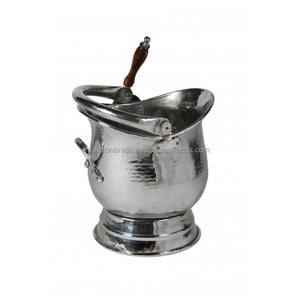 Nickel Plated Brass <b>Coal</b> Scuttle Made in India Wooden Storage Bucket for Household Cleaning - Product Image 3