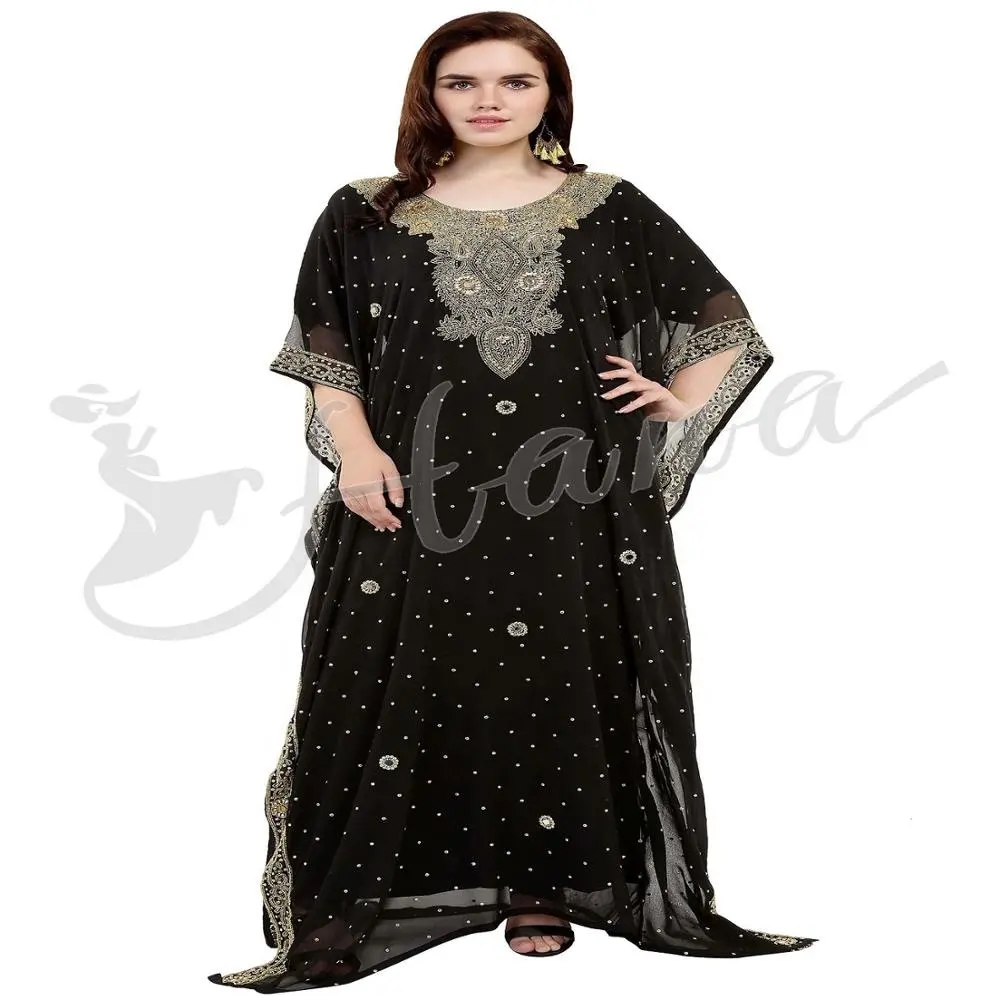 Crystal Hand Kralen Dubai Stijl Farasha Abaya Wedding Farasha Jalabiya Maxi Jurk Kaftan Zware Steen Werk Kaftan