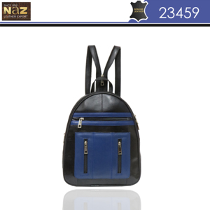 Mochila de cuero genuino de diseñador Combinación de colores elegante con cierre de cremallera y forro de poliéster Producto de tendencia - Product Image 2