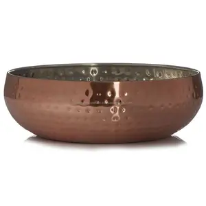 Preços por atacado Handcrafted Amazing Dish Bowl Martelo Decorativo Rodada Copper Bowl feito Na Índia Tigelas De Cozinha Reutilizáveis