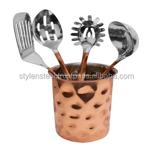 Porte-outil de cuisine en acier inoxydable martelé coloré, porte-couverts, ustensiles de cuisine, fourchette, cuillère, porte-couteaux - Product Image 1