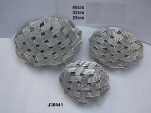 ชุดชามอลูมิเนียมหล่อสไตล์การทอผ้าไม้ไผ่2ชิ้นพร้อมชามอลูมิเนียมตกแต่งด้วยมือทำจากนิกเกิล - Product Image 3